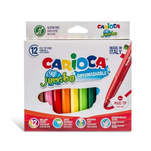 Carioca 40569 Jumbo Süper Yıkanabilir Keçeli Kalemi 12 Renk - 1