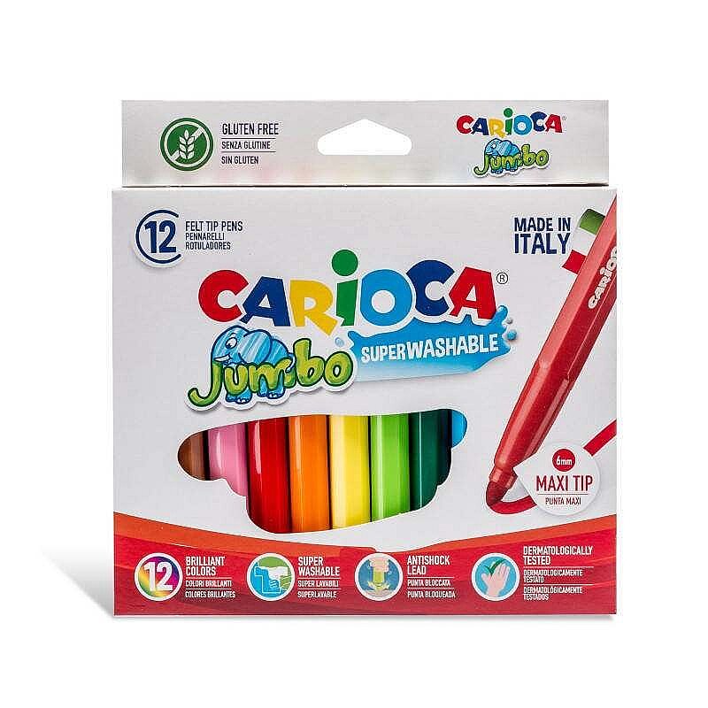CARİOCA 40569 JUMBO SÜPER YIKANABİLİR KEÇELİ KALEMİ 12 RENK