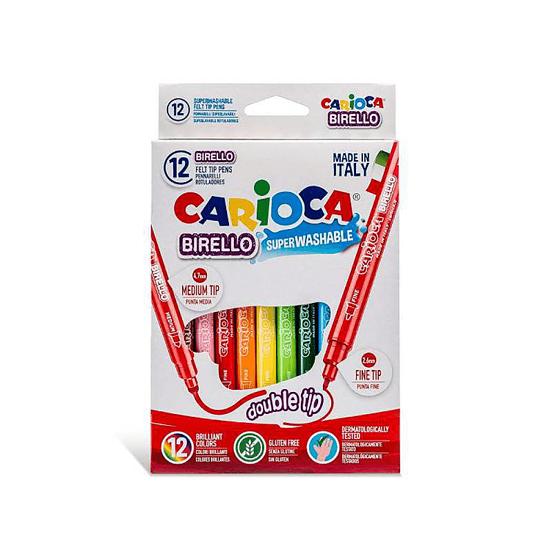 CARİOCA 41457 JUMBO ÇİFT UÇLU YIKANABİLİR KEÇELİ KALEM 12 RENK