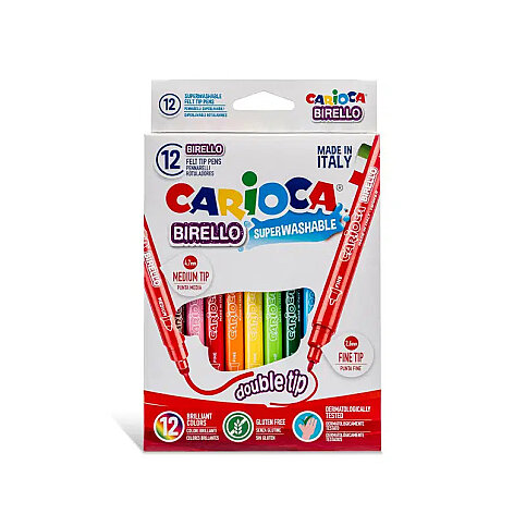 CARİOCA 41457 JUMBO ÇİFT UÇLU YIKANABİLİR KEÇELİ KALEM 12 RENK - 1
