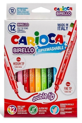 Carioca 41457 Jumbo Çift Uçlu Yıkanabilir Keçeli Kalem 12 Renk - 1