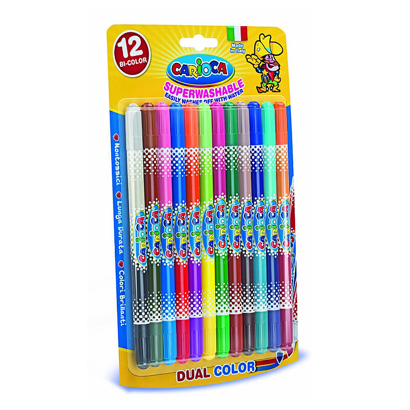 CARİOCA 42265 BİCOLOR SÜPER YIKANABİLİR ÇİFT UÇLU KEÇELİ KALEM 12Lİ 24 RENK