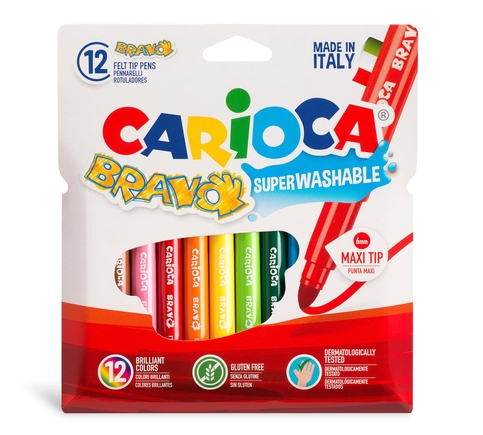 Carioca 42755 Bravo Jumbo Yıkanabilir Keçeli Kalem 12 Renk - 1