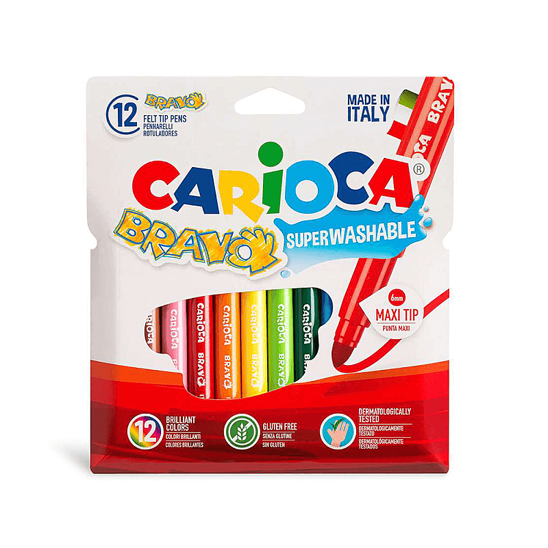 CARİOCA 42755 BRAVO JUMBO YIKANABİLİR KEÇELİ KALEM 12 RENK