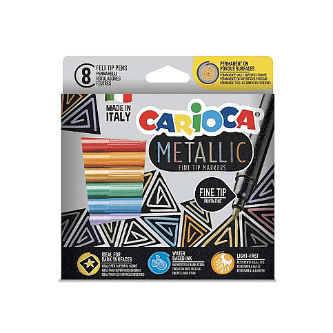 CARİOCA 43162 METALİK KEÇELİ KALEMİ FİNE 8 RENK - 1