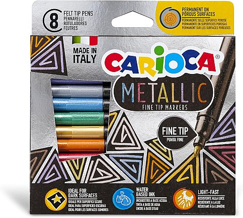 CARİOCA 43162 METALİK KEÇELİ KALEMİ FİNE 8 RENK - 1