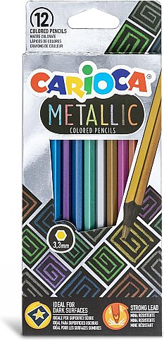 CARİOCA 43164 METALİK KURU BOYA KALEMİ 12 RENK - 1