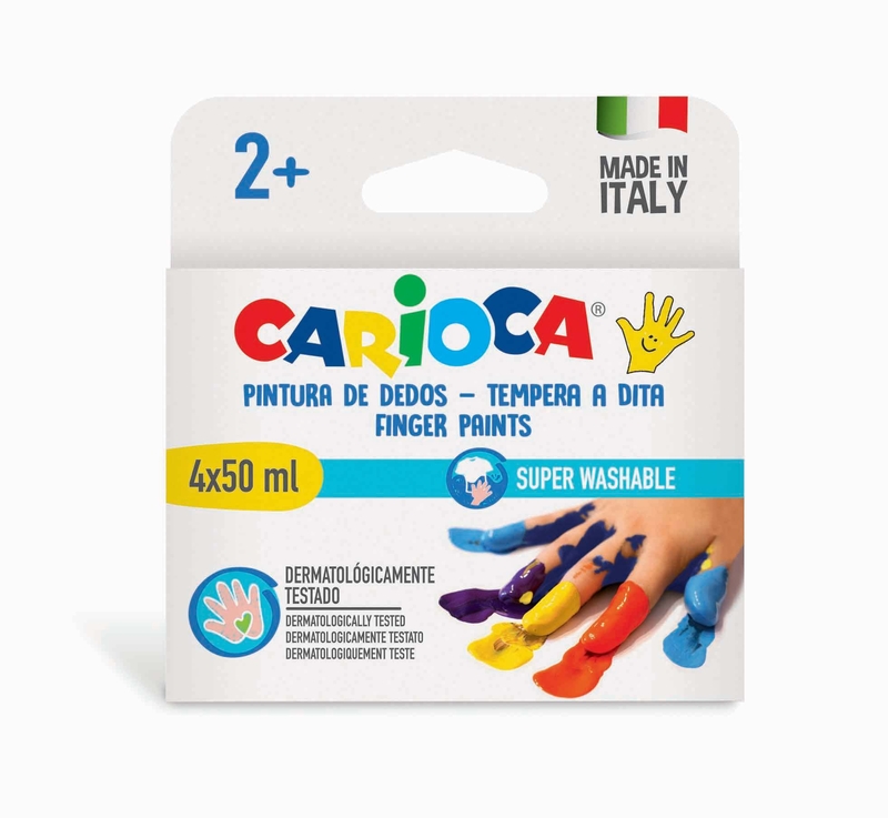 CARİOCA 43173 BABY PARMAK BOYASI 4 RENK 4X50ml SÜPER YIKANABİLİR