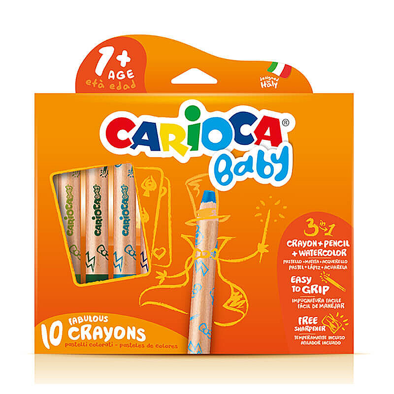 CARİOCA 42818 BABY JUMBO 3İN1 AHŞAP KURU BOYA 10 RENK