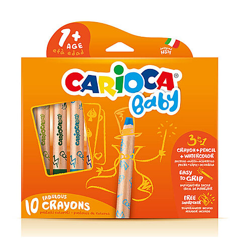 CARİOCA 42818 BABY JUMBO 3İN1 AHŞAP KURU BOYA 10 RENK - 1