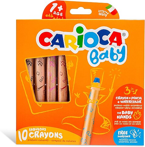 CARİOCA 42818 BABY JUMBO 3İN1 AHŞAP KURU BOYA 10 RENK - 1