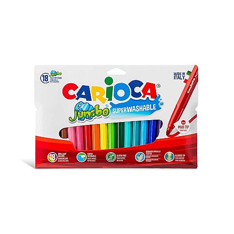 CARİOCA 40566 JUMBO SÜPER YIKANABİLİR KEÇELİ KALEM 18 RENK - 1