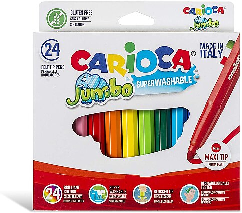 CARİOCA 40570 JUMBO SÜPER YIKANABİLİR KEÇELİ KALEM 24 RENK - 1