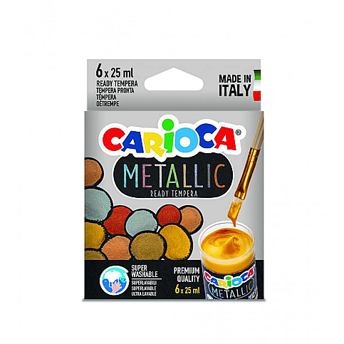 CARİOCA KO026 METALİK TEMPERA SULU BOYA YIKANABİLİR 6x25ml 6 RENK - 1