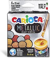 CARİOCA KO026 METALİK TEMPERA SULU BOYA YIKANABİLİR 6x25ml 6 RENK - CARİOCA