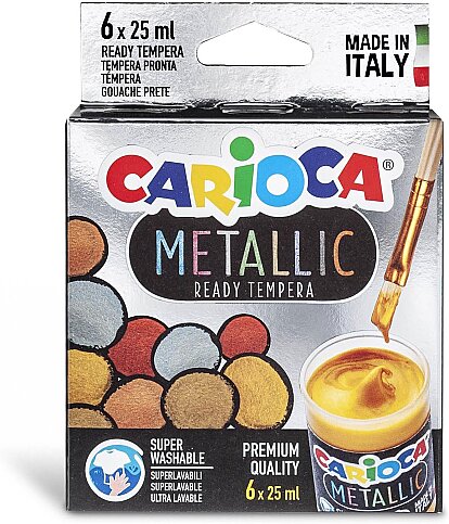 CARİOCA KO026 METALİK TEMPERA SULU BOYA YIKANABİLİR 6x25ml 6 RENK - 1