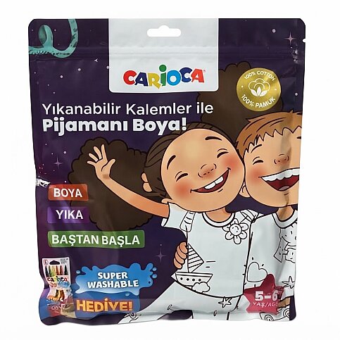 CARİOCA LN-80007 BOYANABİLİR T-SHİRT KEÇELİ KALEM HEDİYELİ (5-6 YAŞ) - 1