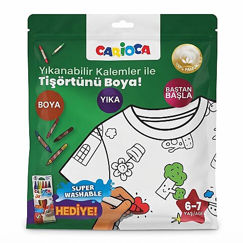 CARİOCA LN-80008 BOYANABİLİR T-SHİRT KEÇELİ KALEM HEDİYELİ (6-7 YAŞ) - 1
