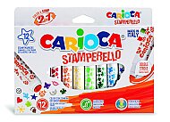 CARİOCA 42240 STAMPERELLO KEÇELİ KALEM+DAMGA 12 RENK - CARİOCA