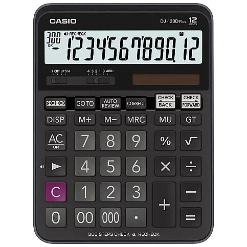 CASİO DJ-120 D PLUS MASA ÜSTÜ HESAP MAKİNESİ 12 HANE SİYAH (TAX 300 İŞLEM KONTROLLÜ) - 1