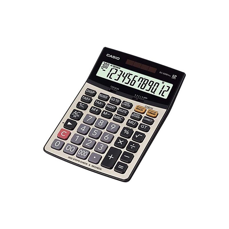 CASİO DJ-220 D PLUS MASA ÜSTÜ HESAP MAKİNESİ 12 HANE METAL YÜZEY (TAX 300 İŞLEM KONTROLLÜ)