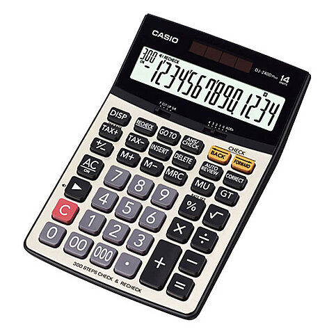 CASİO DJ-240 D PLUS MASA ÜSTÜ HESAP MAKİNESİ 14 HANE METAL YÜZEY (TAX 300 İŞLEM KONTROLLÜ) - 1