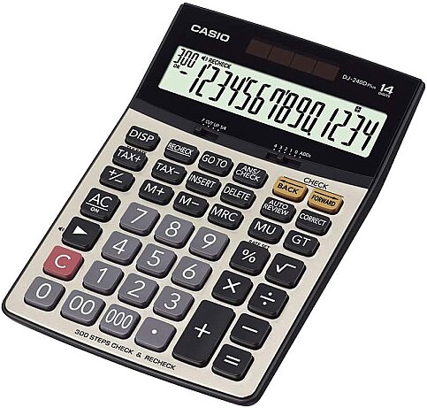 CASİO DJ-240 D PLUS MASA ÜSTÜ HESAP MAKİNESİ 14 HANE METAL YÜZEY (TAX 300 İŞLEM KONTROLLÜ) - 1