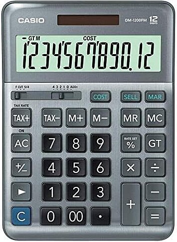 CASİO DM-1200 FM MASA ÜSTÜ HESAP MAKİNESİ 12 HANE METAL YÜZEY BÜYÜK BOY (TAX ÇİFT HAFIZA) - 1