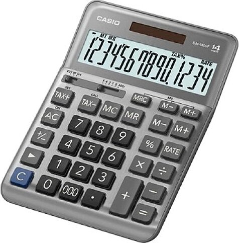 CASİO DM-1400 F MASA ÜSTÜ HESAP MAKİNESİ 14 HANE METAL YÜZEY BÜYÜK BOY (TAX ÇİFT HAFIZA) - 1