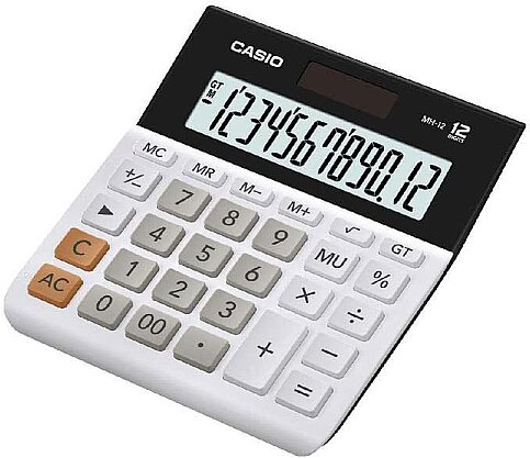 CASİO MH-12 WE MASA ÜSTÜ HESAP MAKİNESİ 12 HANE BEYAZ - 1
