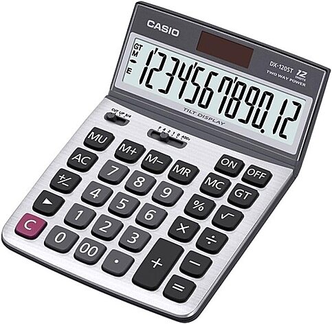 CASİO DX-120 ST MASA ÜSTÜ HESAP MAKİNESİ 12 HANE METAL YÜZEY - 1
