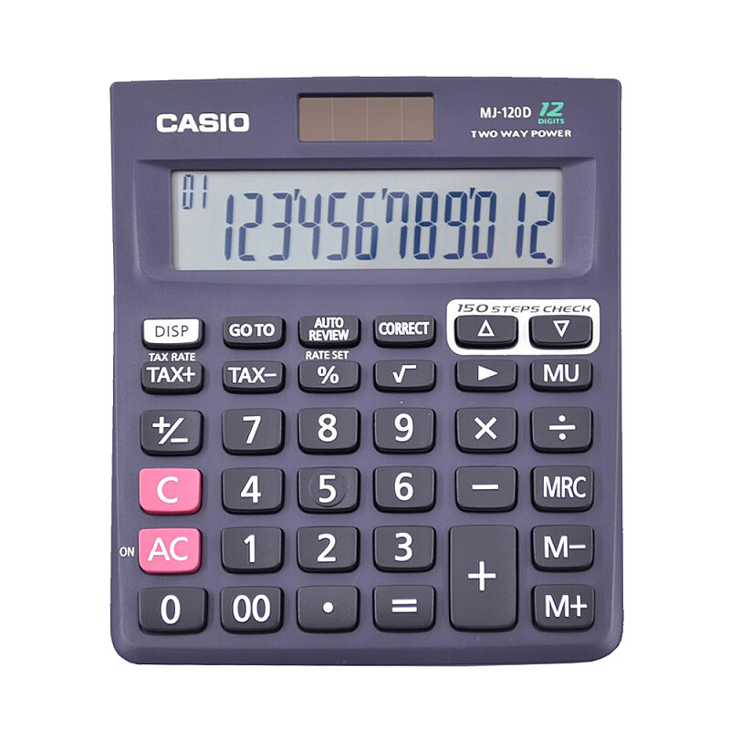 CASİO MJ-120 D PLUS MASA ÜSTÜ HESAP MAKİNESİ 12 HANE SİYAH (TAX 300 İŞLEM KONTROLLÜ)