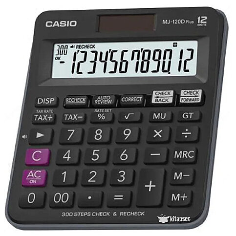 CASİO MJ-120 D PLUS MASA ÜSTÜ HESAP MAKİNESİ 12 HANE SİYAH (TAX 300 İŞLEM KONTROLLÜ) - 1