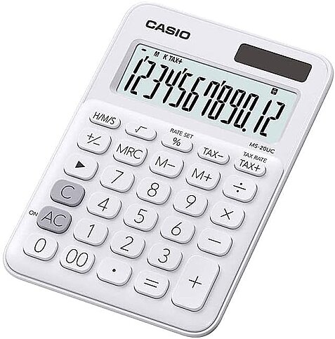 CASİO MS-20 UC MASA ÜSTÜ HESAP MAKİNESİ 12 HANE BEYAZ (TAX) - 1