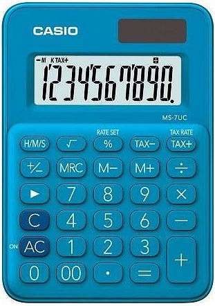Casio Ms-7Uc-Bu Masa Üstü Hesap Makinesi 10 Hane Mavi