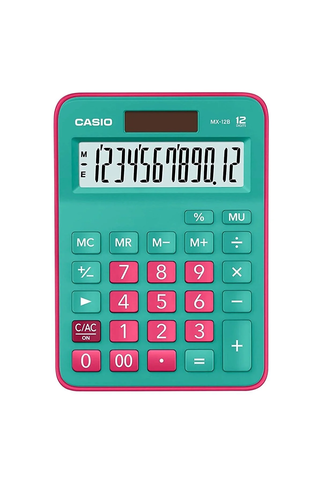 CASİO MX-12 B-GNRD MASA ÜSTÜ HESAP MAKİNESİ 12 HANE FUŞYA-YEŞİL AR8890 CASİO MX-12 B-GNRD MASA ÜSTÜ HESAP MAKİNESİ 12 HANE FUŞYA-YEŞİL AR8890