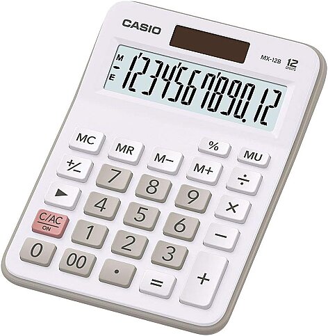 CASİO MX-12 B-WE MASA ÜSTÜ HESAP MAKİNESİ 12 HANE BEYAZ - 1