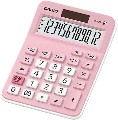 CASİO MX-12 B MASA ÜSTÜ HESAP MAKİNESİ 12 HANE PEMBE - 1