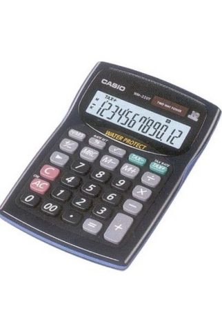 Casio Wd-220 Mns-Bu Masa Üstü Hesap Makinesi 12 Hane Siyah (Tax Su Korumalı Kapak) - 1