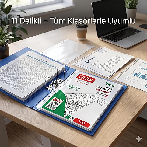 CASSA 7255 ECO DELİKLİ POŞET DOSYA 35 MİKRON A4 100LÜ - 2