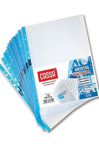 CASSA 7265 DELİKLİ POŞET DOSYA 80 MİKRON A4 50Lİ - 1