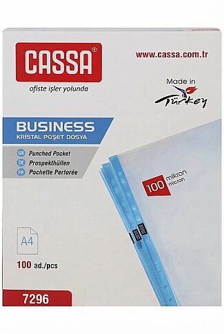 CASSA 7296 DELİKLİ POŞET DOSYA 100 MİKRON A4 100LÜ - 1