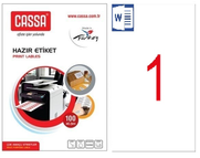 Cassa Laser Etiket 210X297Mm 1X100 100 Adet - CASSA
