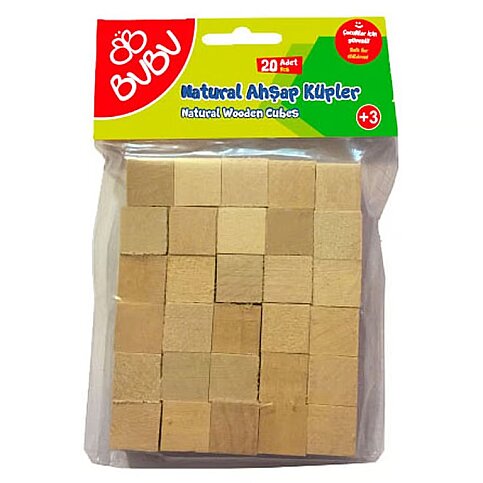 CEREN BUBU HS0033 NATUREL AHŞAP KÜP 20Lİ - 1
