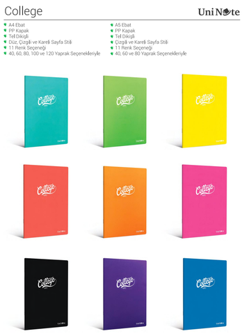Çınar College Plastik Kapak Defter A4 Kareli 80 Yaprak (76005) - 2