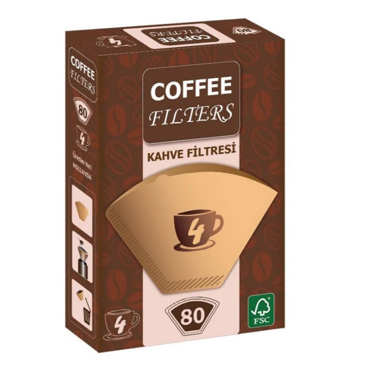 COFFEE 1x4 FİLTRE KAHVE KAĞIDI KAHVERENGİ 80Lİ