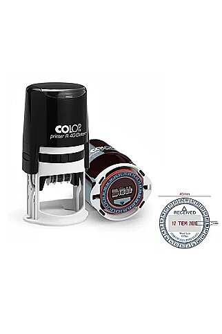 COLOP R40 TARİH KAŞESİ SİYAH KASA KIRMIZI KEÇE 40mm TÜRKÇE/24 SAAT (15314279) - 1