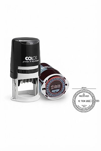 COLOP R40 TARİH KAŞESİ SİYAH KASA KIRMIZI KEÇE 40mm TÜRKÇE/24 SAAT (15314279) - 1