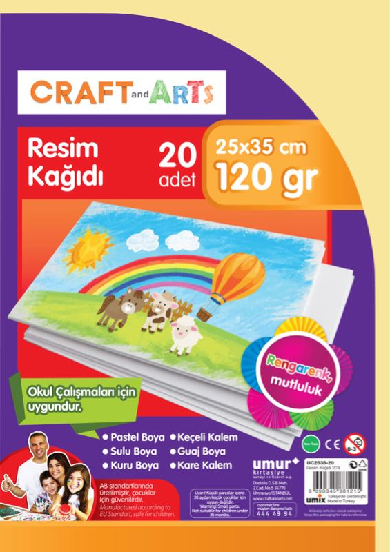 CRAFT&ARTS 2535-20 RESİM KAĞIDI 25x35 20Lİ POŞET