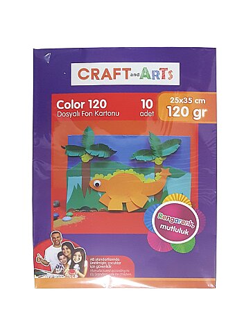 CRAFT&ARTS ÇITÇITLI DOSYALI FON KARTONU 120gr A4 10 RENK (30010050) - 1